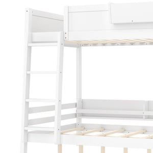 English Elm Full Pine Bunk Bed with Integrated Bookshelves Guardrails and Detachable Frame White W5316S00011