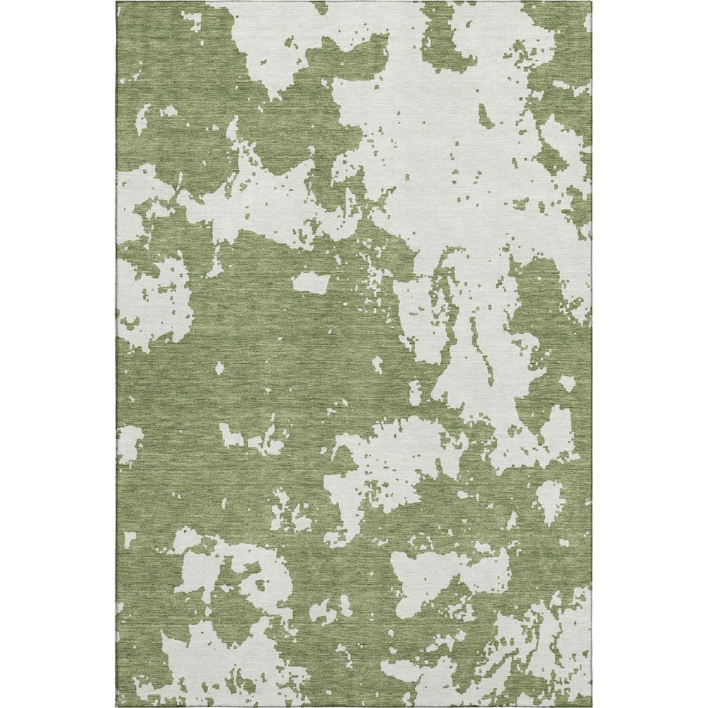 HomeRoots 10' X 14' Green and Beige Abstract Area Rug – Washable, UV-Protected, Stylish for High-Traffic Homes 671300