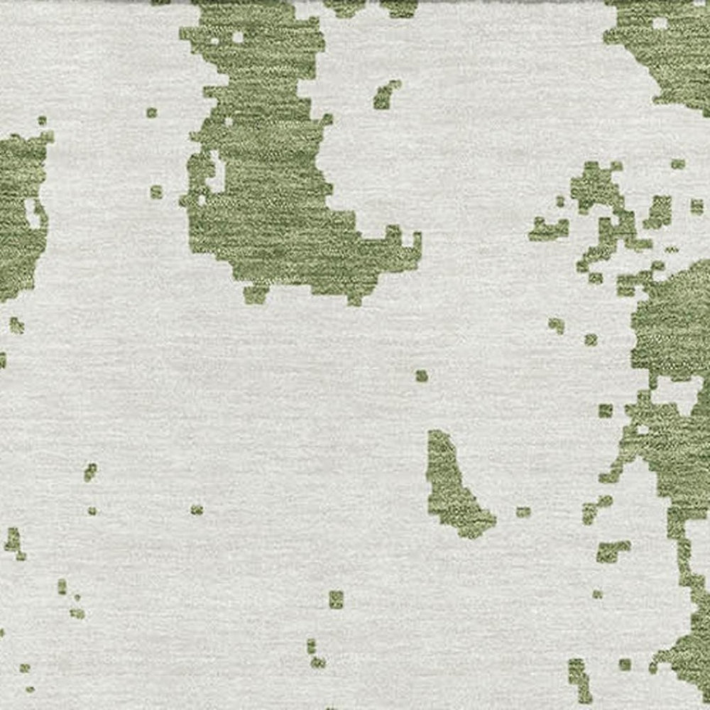 HomeRoots 10' X 14' Green and Beige Abstract Area Rug – Washable, UV-Protected, Stylish for High-Traffic Homes 671300