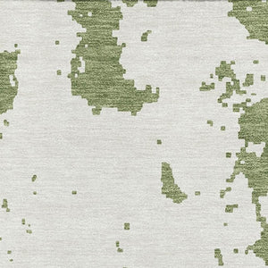 HomeRoots 10' X 14' Green and Beige Abstract Area Rug – Washable, UV-Protected, Stylish for High-Traffic Homes 671300