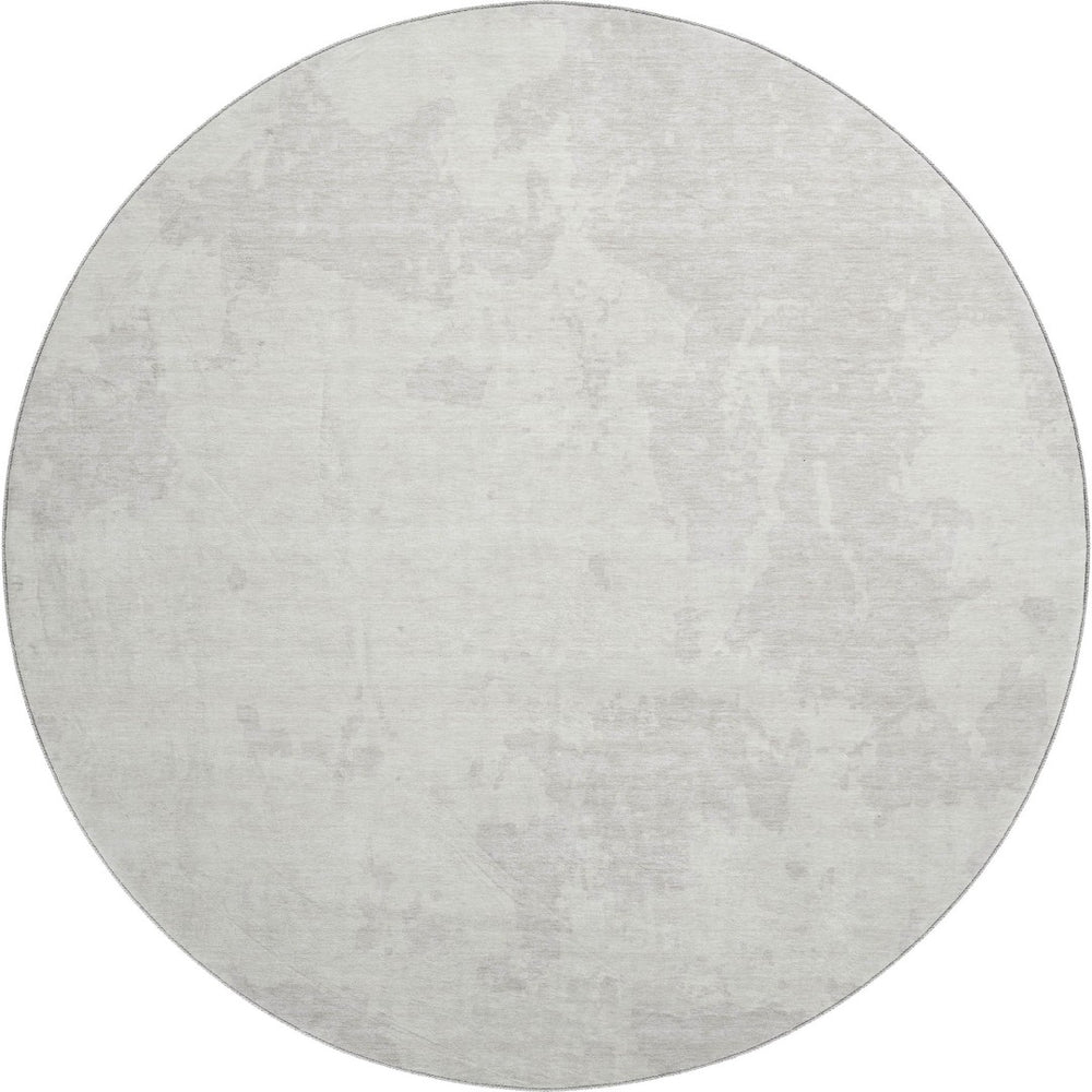 HomeRoots 8' Ivory And Beige Abstract Round Rug - Washable, Stain-Resistant, UV-Protected for High-Traffic Areas 671303