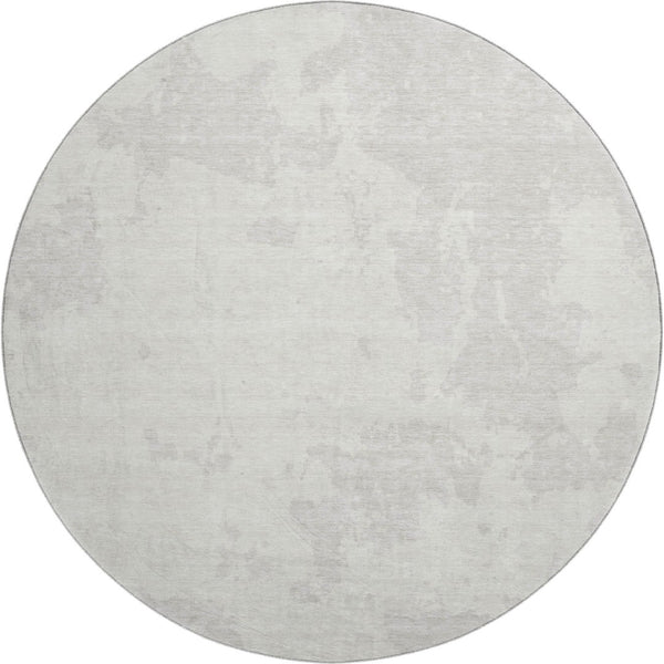 HomeRoots 8' Ivory And Beige Abstract Round Rug - Washable, Stain-Resistant, UV-Protected for High-Traffic Areas 671303