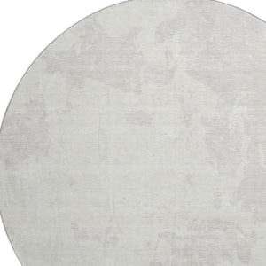 HomeRoots 8' Ivory And Beige Abstract Round Rug - Washable, Stain-Resistant, UV-Protected for High-Traffic Areas 671303