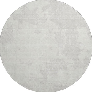 HomeRoots 8' Ivory And Beige Abstract Round Rug - Washable, Stain-Resistant, UV-Protected for High-Traffic Areas 671303