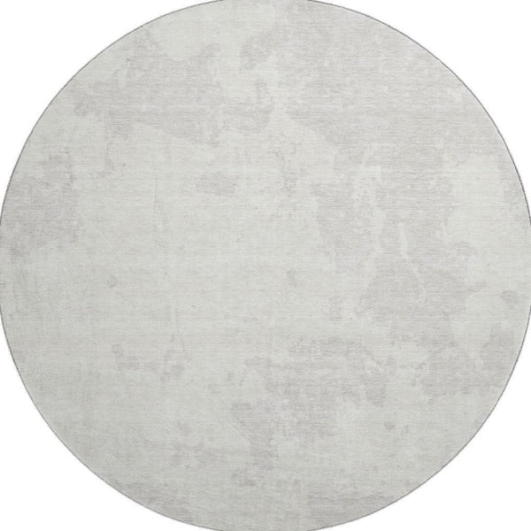 HomeRoots 8' Ivory And Beige Abstract Round Rug - Washable, Stain-Resistant, UV-Protected for High-Traffic Areas 671303