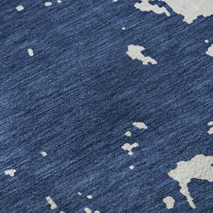 HomeRoots 5' X 8' Navy Blue & Ivory Abstract Area Rug - Stylish, Washable, UV-Protected, Durable for Homes 671308