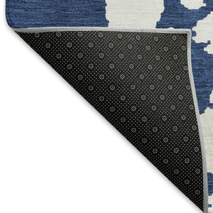 HomeRoots 8' X 10' Navy Blue & Ivory Abstract Area Rug - Washable, UV-Protected, Stylish & Durable for Homes 671310