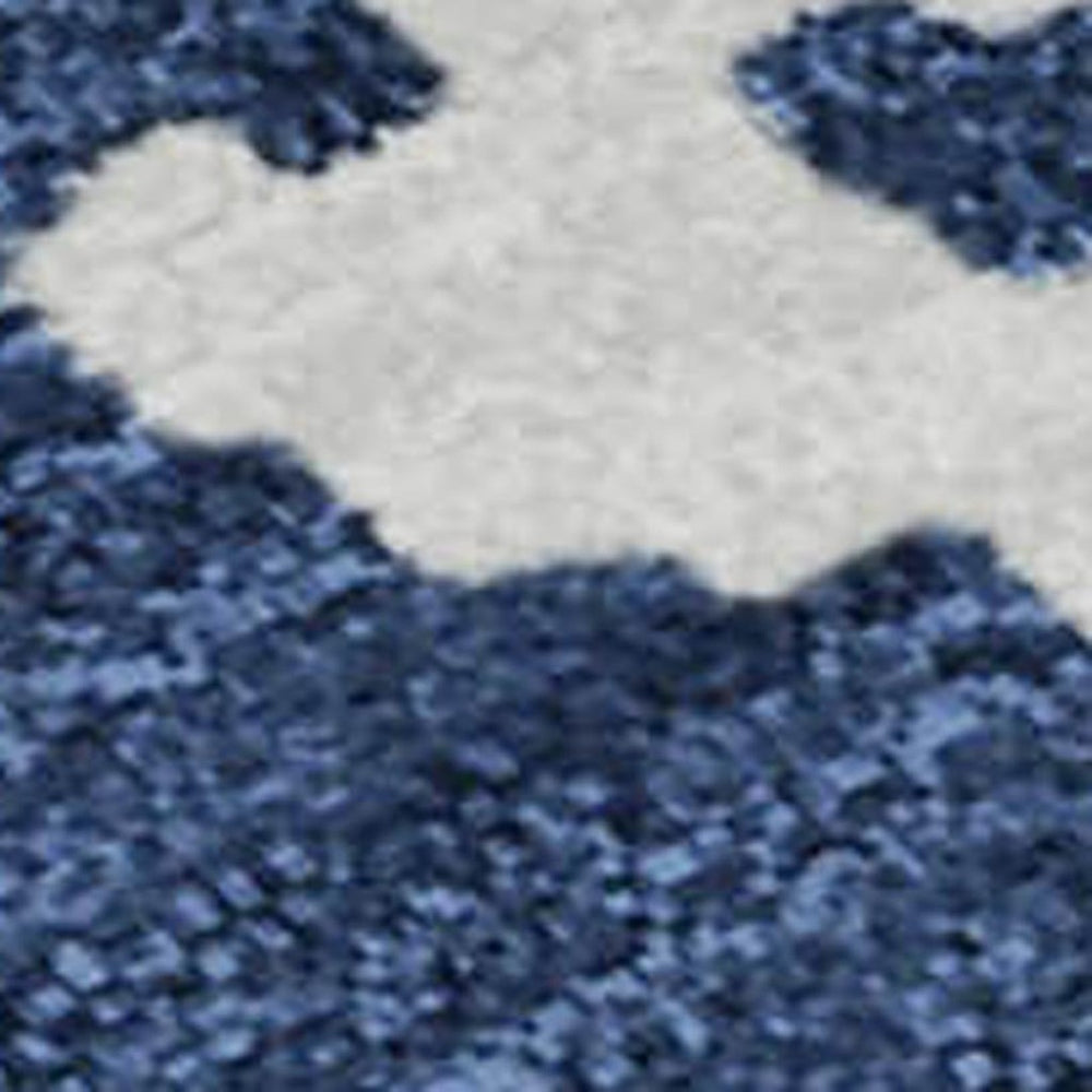 HomeRoots 9' X 12' Navy Blue & Ivory Abstract Washable Area Rug - Durable, Stylish & UV Protected for Homes 671311
