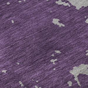 HomeRoots 8' Abstract Purple and Gray Round Rug – Washable, UV Protected, Stain Resistant for Busy Homes 671315