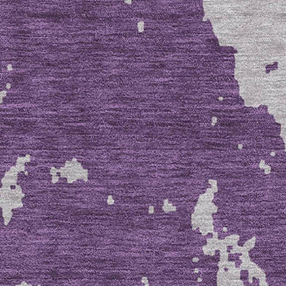 HomeRoots 10' X 14' Purple And Gray Abstract Washable Area Rug – UV Protected, Durable, Easy-Care for High Traffic 671318