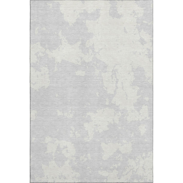HomeRoots 8' X 10' Silver and Ivory Abstract Washable Area Rug – Durable, UV-Protected for Modern Spaces 671328