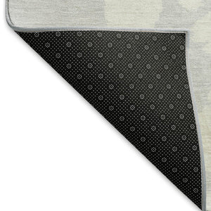 HomeRoots 8' X 10' Silver and Ivory Abstract Washable Area Rug – Durable, UV-Protected for Modern Spaces 671328