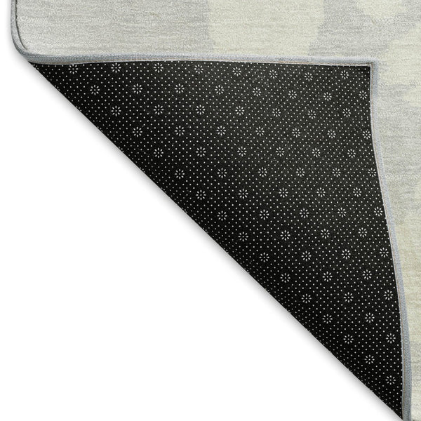 HomeRoots 8' X 10' Silver and Ivory Abstract Washable Area Rug – Durable, UV-Protected for Modern Spaces 671328