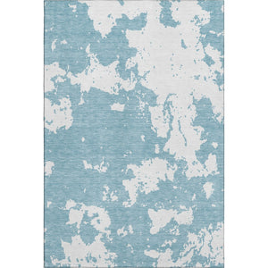 HomeRoots 10' Sky Blue & Ivory Abstract Washable Area Rug - Durable, UV-Protected, Perfect for Modern Spaces! 671336