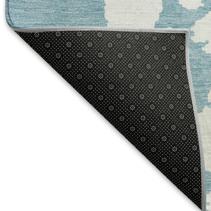 HomeRoots 10' Sky Blue & Ivory Abstract Washable Area Rug - Durable, UV-Protected, Perfect for Modern Spaces! 671336