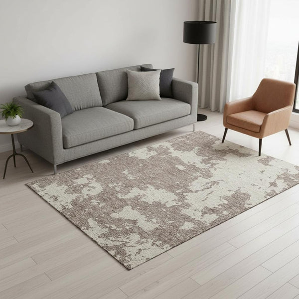 HomeRoots 5' X 8' Stylish Taupe & Beige Abstract Area Rug - Durable, Washable, UV-Protected for Any Space 671338