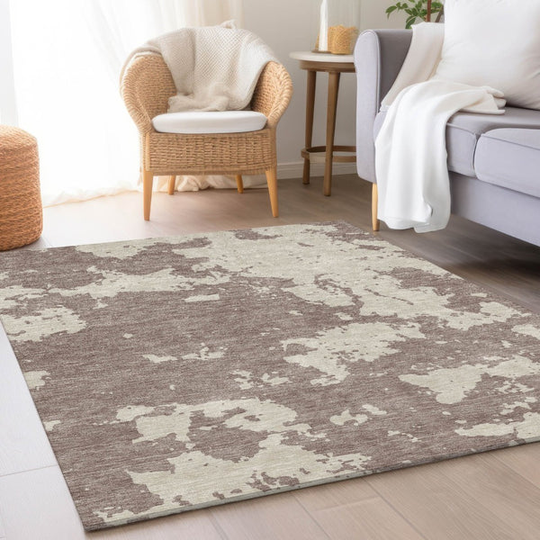 HomeRoots 10' X 14' Taupe And Beige Abstract Washable Area Rug - UV Protected, Stain Resistant, Stylish Comfort 671342