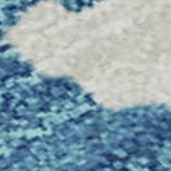 HomeRoots 9' X 12' Teal and Ivory Abstract Area Rug - Washable, UV-Protected, Stain-Resistant, Durable Design 671347