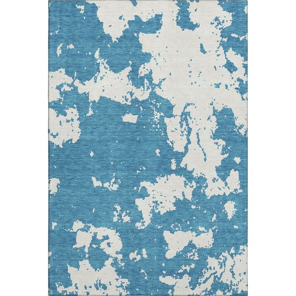 HomeRoots 10' X 14' Teal and Ivory Abstract Area Rug – Washable, Stain-Resistant, UV-Protected for Modern Homes 671348