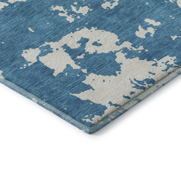 HomeRoots 10' X 14' Teal and Ivory Abstract Area Rug – Washable, Stain-Resistant, UV-Protected for Modern Homes 671348