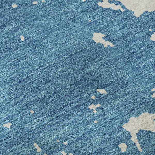 HomeRoots 10' X 14' Teal and Ivory Abstract Area Rug – Washable, Stain-Resistant, UV-Protected for Modern Homes 671348