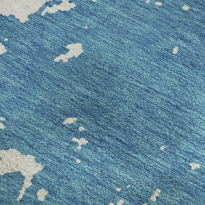 HomeRoots 10' X 14' Teal and Ivory Abstract Area Rug – Washable, Stain-Resistant, UV-Protected for Modern Homes 671348