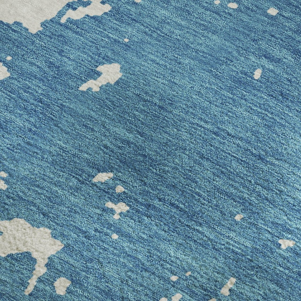 HomeRoots 10' X 14' Teal and Ivory Abstract Area Rug – Washable, Stain-Resistant, UV-Protected for Modern Homes 671348