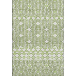 HomeRoots 8' X 10' Artichoke Green & Ivory Geometric Washable Area Rug - Durable, Stain-Resistant, UV Protected 671352