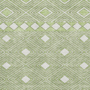 HomeRoots 8' X 10' Artichoke Green & Ivory Geometric Washable Area Rug - Durable, Stain-Resistant, UV Protected 671352