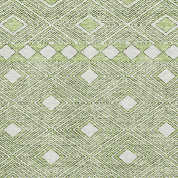 HomeRoots 8' X 10' Artichoke Green & Ivory Geometric Washable Area Rug - Durable, Stain-Resistant, UV Protected 671352