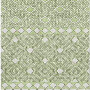 HomeRoots 8' X 10' Artichoke Green & Ivory Geometric Washable Area Rug - Durable, Stain-Resistant, UV Protected 671352