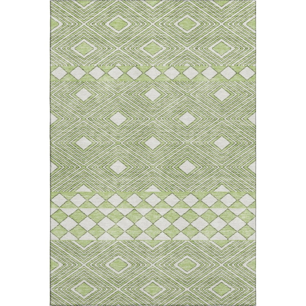 HomeRoots 10' Artichoke Green Geometric Area Rug - Washable, UV Protected, Stain Resistant, Perfect for Families 671354