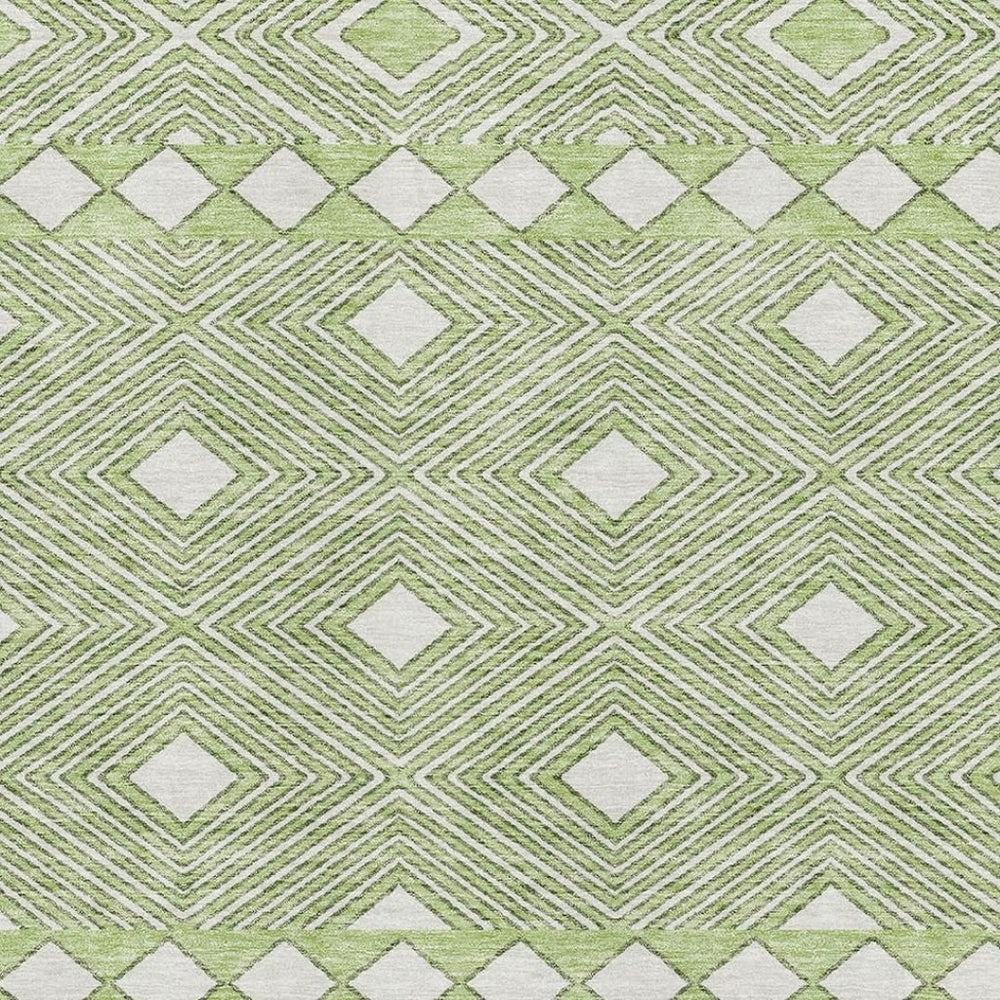 HomeRoots 10' Artichoke Green Geometric Area Rug - Washable, UV Protected, Stain Resistant, Perfect for Families 671354