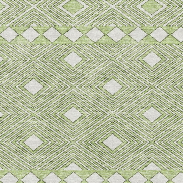 HomeRoots 10' Artichoke Green Geometric Area Rug - Washable, UV Protected, Stain Resistant, Perfect for Families 671354