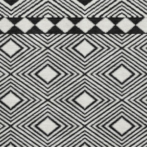 HomeRoots 5' X 8' Black And Ivory Geometric Area Rug – Washable, UV Protected, Durable, Modern Design for Any Space 671356