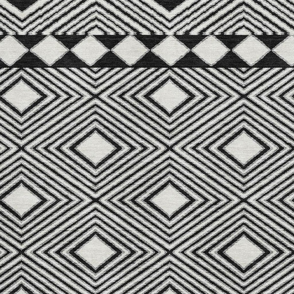 HomeRoots 5' X 8' Black And Ivory Geometric Area Rug – Washable, UV Protected, Durable, Modern Design for Any Space 671356
