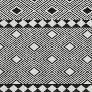 HomeRoots 5' X 8' Black And Ivory Geometric Area Rug – Washable, UV Protected, Durable, Modern Design for Any Space 671356