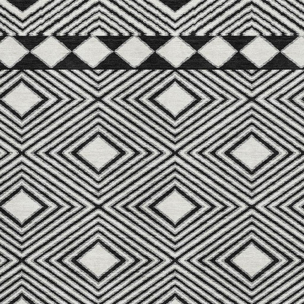 HomeRoots 9' X 12' Black and Ivory Geometric Area Rug – Washable, UV-Protected, Pet-Friendly for Modern Homes 671359