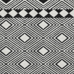 HomeRoots 10' X 14' Black And Ivory Geometric Area Rug – Washable, UV-Protected, Stylish & Durable Design 671360