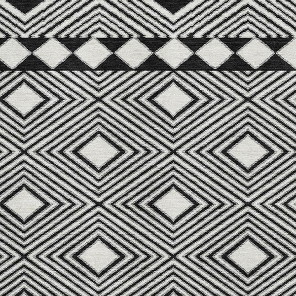 HomeRoots 10' X 14' Black And Ivory Geometric Area Rug – Washable, UV-Protected, Stylish & Durable Design 671360