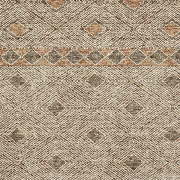 HomeRoots 8' X 10' Brown and Beige Geometric Area Rug – Washable, Stain-Resistant, UV-Protected for Modern Spaces 671364