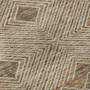 HomeRoots 9' X 12' Brown & Beige Geometric Area Rug - Durable, Washable, UV Protected for Modern Homes 671365