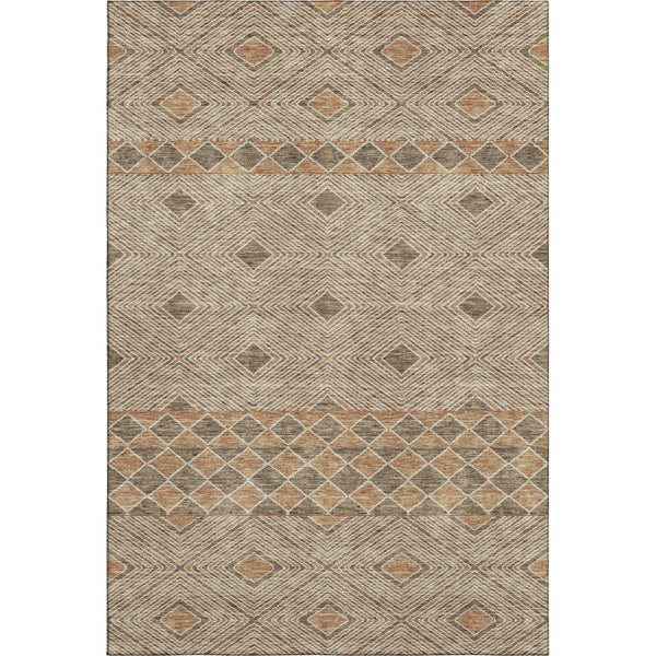 HomeRoots 10' Geometric Brown and Beige Washable Area Rug – Durable, Stain Resistant with UV Protection! 671366