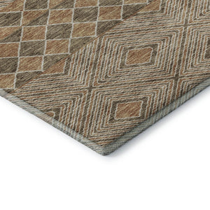HomeRoots 10' Geometric Brown and Beige Washable Area Rug – Durable, Stain Resistant with UV Protection! 671366
