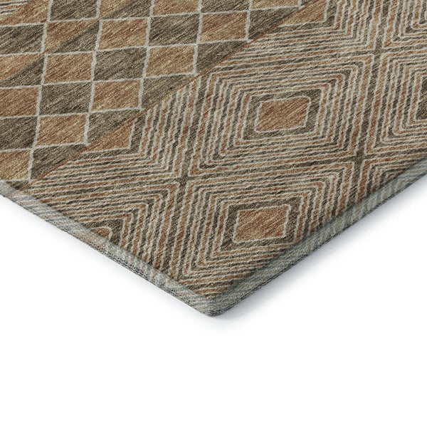 HomeRoots 10' Geometric Brown and Beige Washable Area Rug – Durable, Stain Resistant with UV Protection! 671366