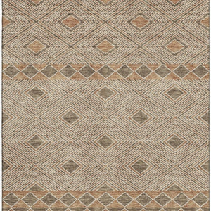 HomeRoots 10' Geometric Brown and Beige Washable Area Rug – Durable, Stain Resistant with UV Protection! 671366