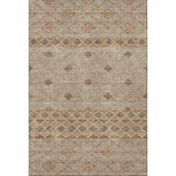 HomeRoots 10' Geometric Brown and Beige Washable Area Rug – Durable, Stain Resistant with UV Protection! 671366