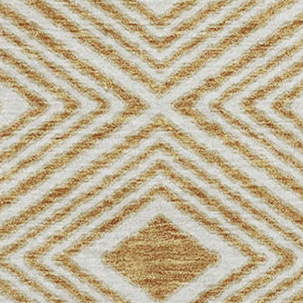 HomeRoots 5' X 8' Gold & Ivory Geometric Area Rug - Washable, UV-Protected, Pet-Friendly for Stylish Homes 671368