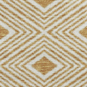 HomeRoots 5' X 8' Gold & Ivory Geometric Area Rug - Washable, UV-Protected, Pet-Friendly for Stylish Homes 671368