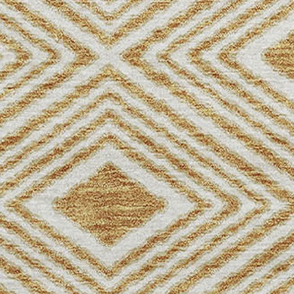 HomeRoots 9' X 12' Gold And Ivory Geometric Area Rug – Washable, UV Protected, Perfect for Family Spaces! 671371